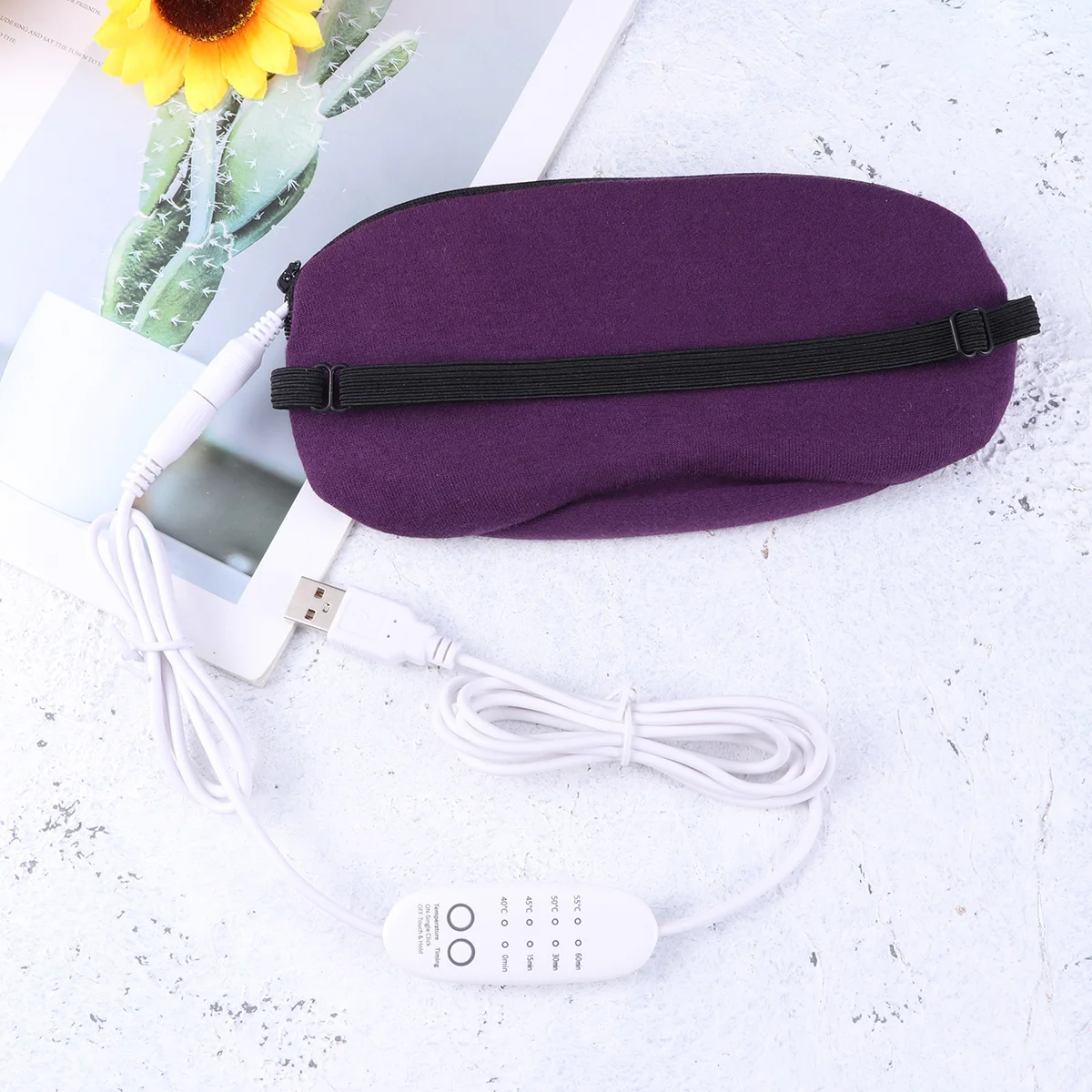 

USB Steam Eye Mask Blindfold Hot Compress Eye Shield for Relieving Insomnia Dry Eye Fatigue (Purple, )