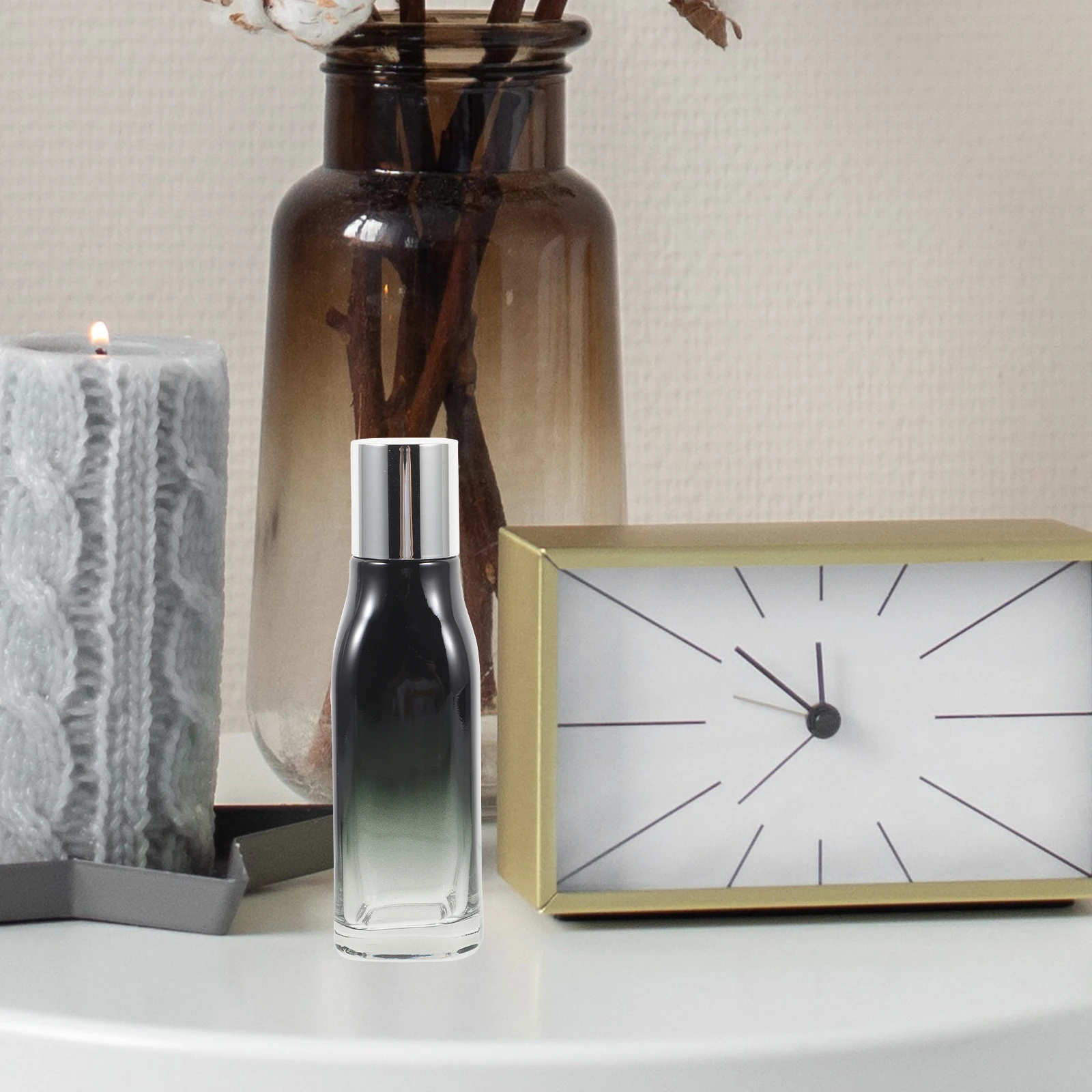 2Pcs Gradient Black Empty Makeup Bottles Small Lightweight Leakproof Glass Bottles for Travel Business Camping