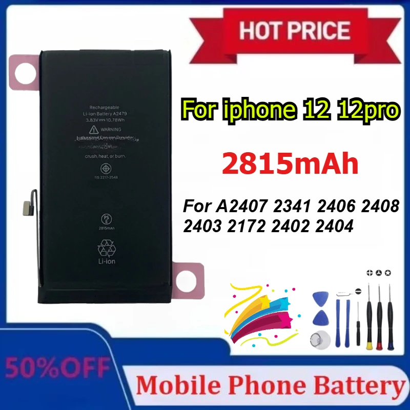 

Модернизированный аккумулятор для мобильных телефонов IPhone 12 12 pro A2407 A2341 2815 мАч, высококачественный сменный аккумулятор для мобильных телефонов с инструментами