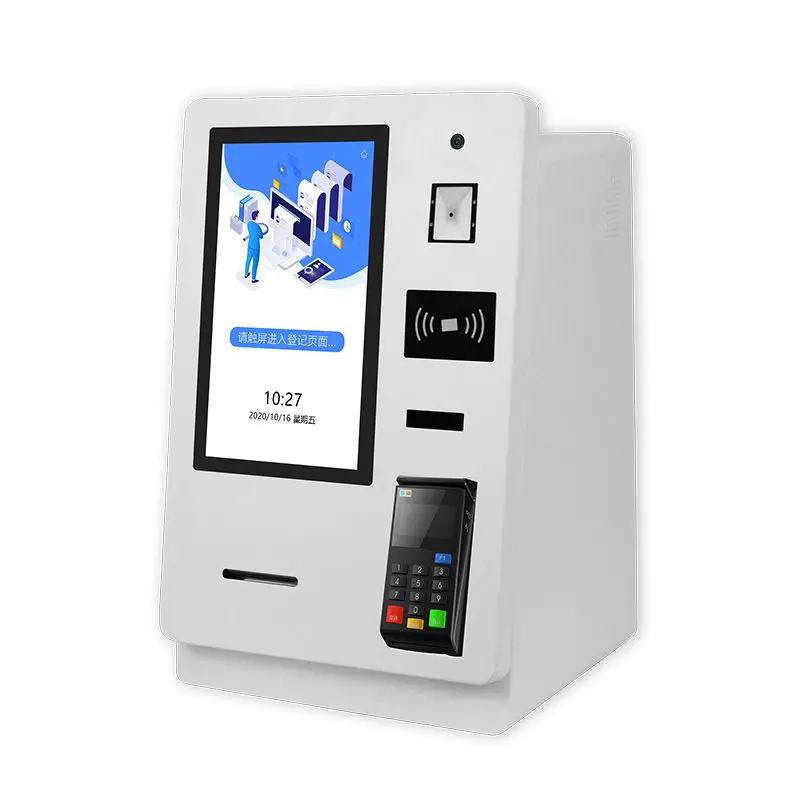 met kaartdispenser Paspoortscanner Aangepaste 15,6 inch automatische slimme zelfbedieningscontrole in hotelbetalingskiosk