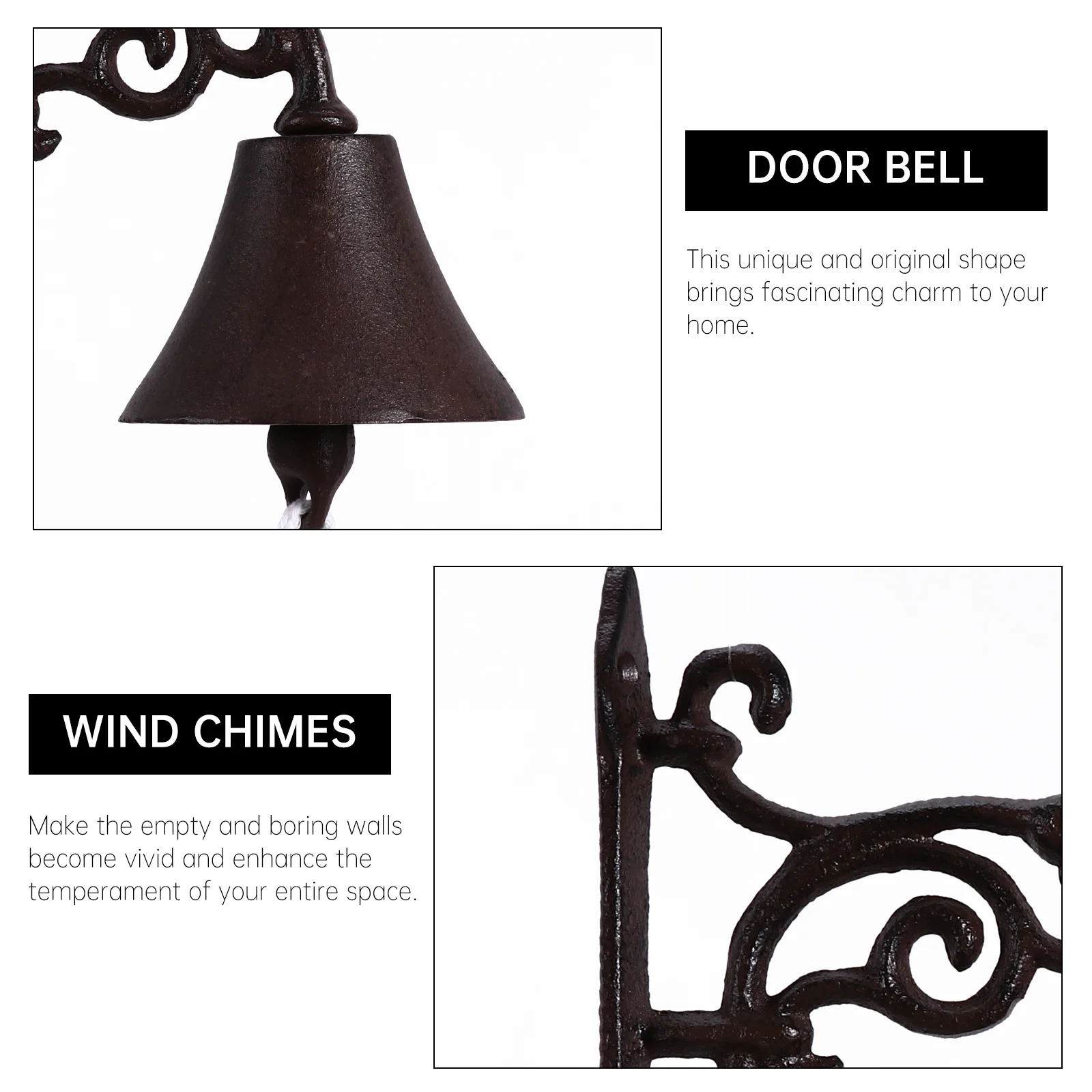 Hand Bell Retro Doorbell Man Windchimes Outdoors Decor Cast Iron Hanging Pendant