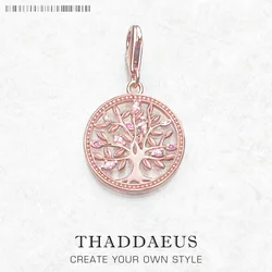 Tree of Love Pink Charms Pendant Europe Jewelry Findings Accessories 925 Sterling Silver Fashion Gift For Women Girl