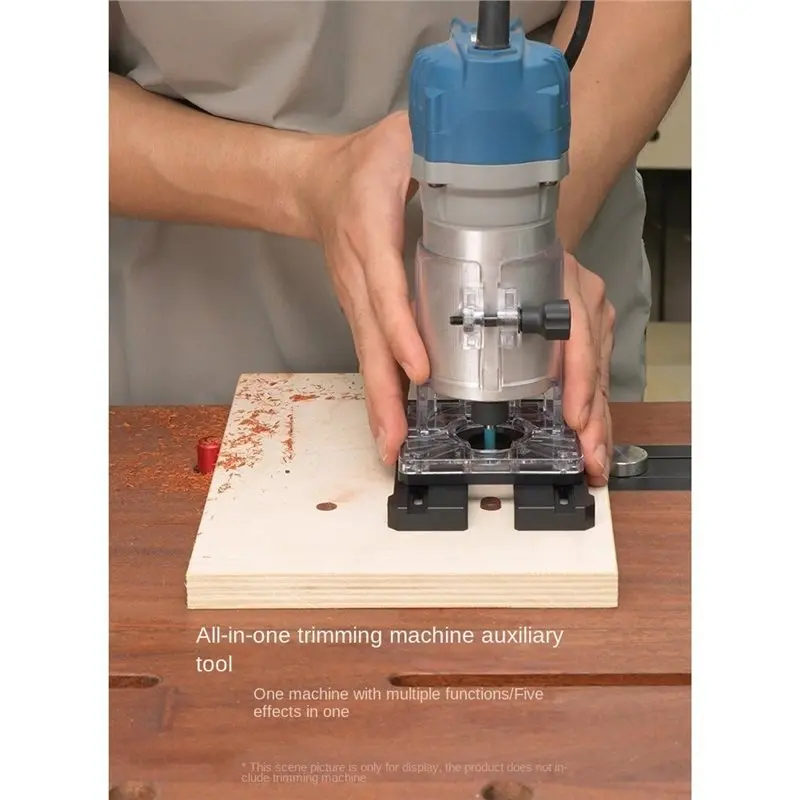 AB42-Multifunctional Router Base Jig,5-In-1 Trim Router Auxiliary Tool,CNC Aluminum Router Guide For Grooving, Circle Cutting