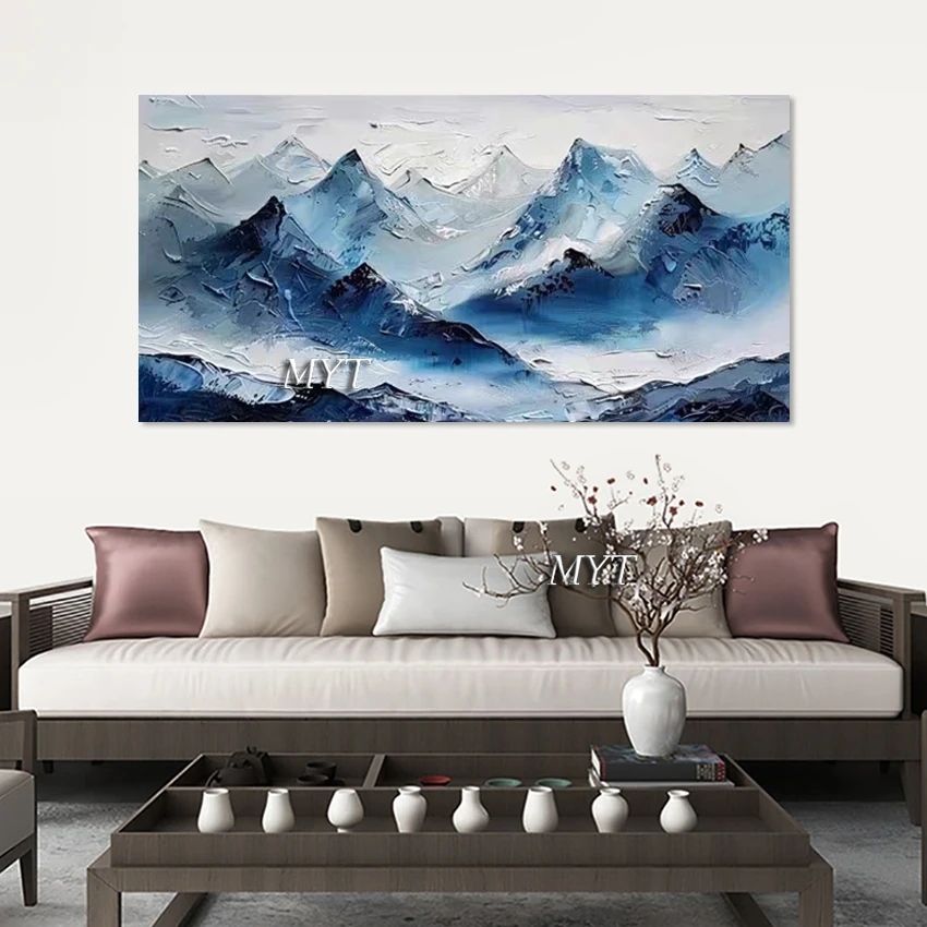 لوحات زيتية فنية بتصميم جديد على شكل جبل تجريدي، جدار منظر طبيعي بسيط، بدون إطار، قماش صورة تزيين أكريليك