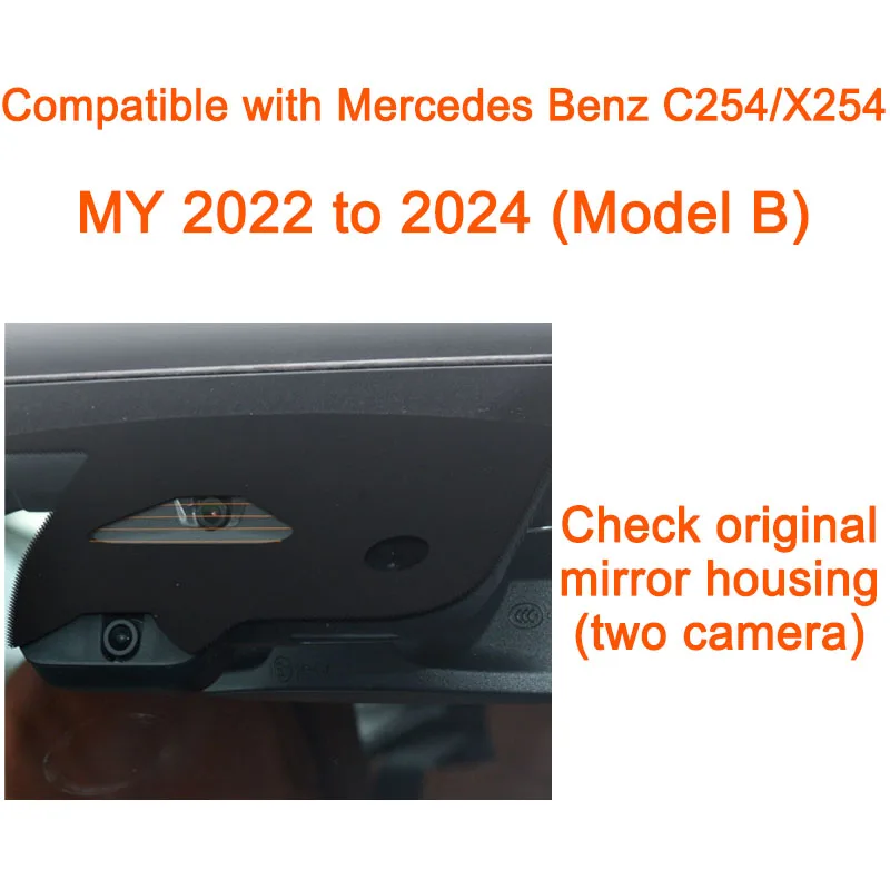 GRECOREAL 4K Dash Cam Voor en Achter 2160P WiFi Dual Dashcam APP Controle Plug Play Compatibel met Mercedes Benz GLC X254 C254