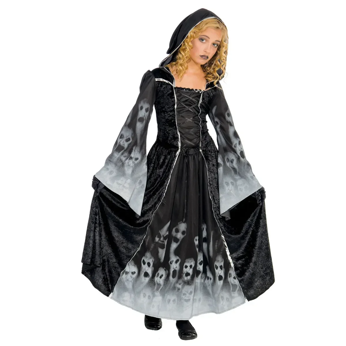 Kids Light Glowing Forsaken Souls Dress For Girls Grim Reaper Costumes Halloween