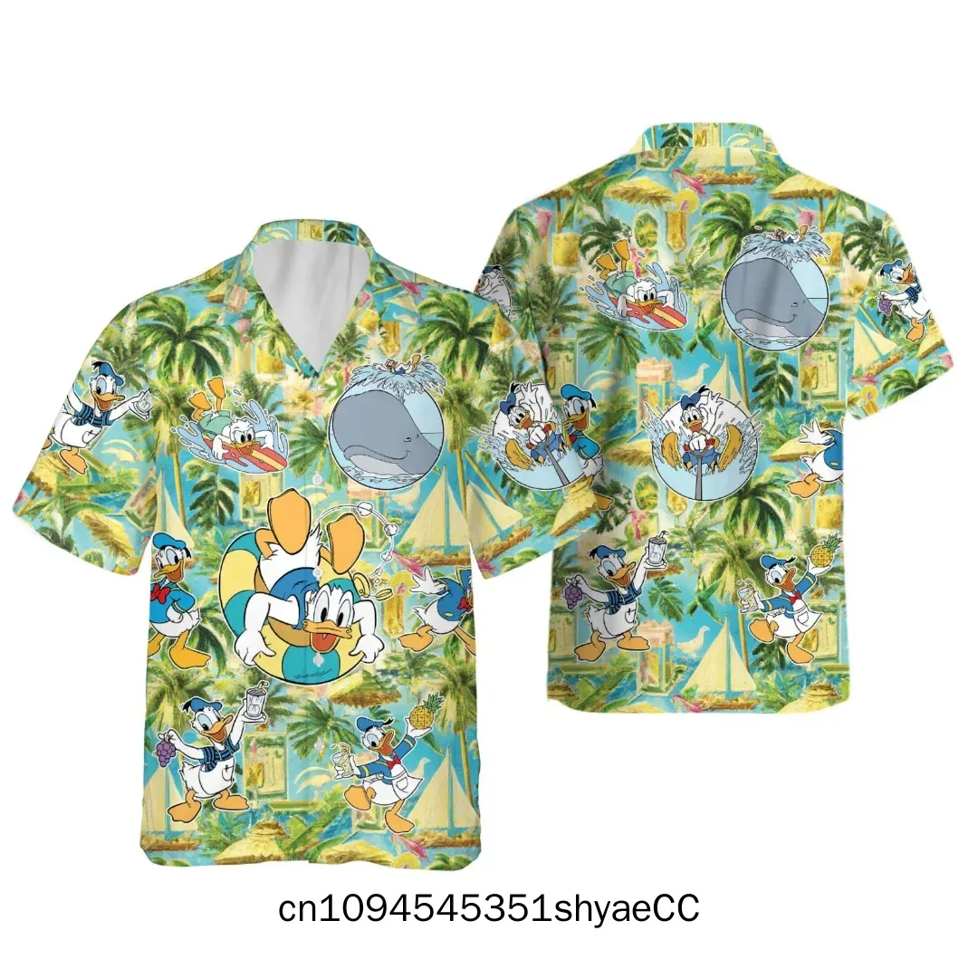 Many Faces Of Donald Duck Hawaiian Shirt Disney Inspired Men's Button Down Short-Sleeved Shirt Men's Beach Shirts Casual Tops