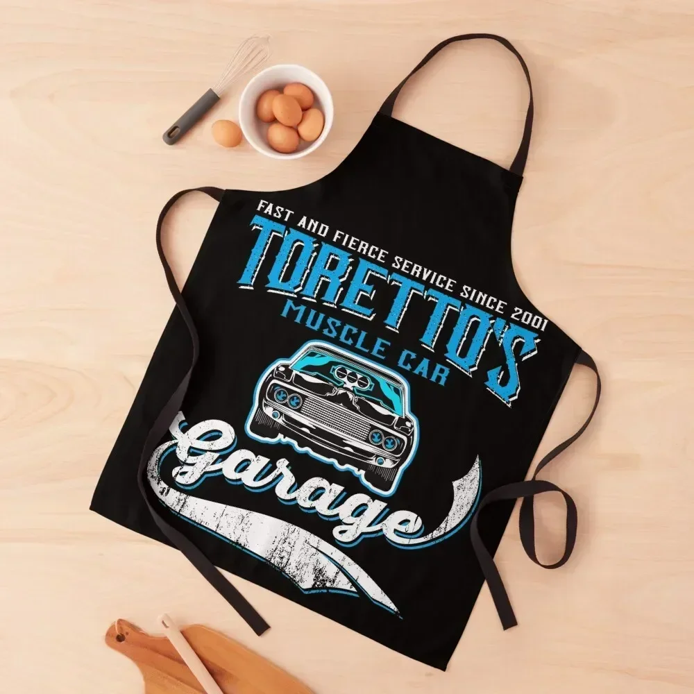 

Toretto's Muscle Car Garage Fierce Service Apron Women Kitchen barber uniform Kitchen Things Funny Apron