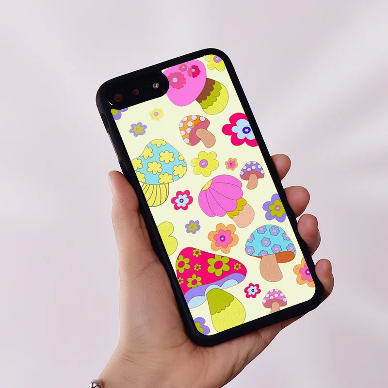 Wildflower Silicone Rubber Phone Case Cover for iPhone 6 6S 7 8 Plus X XS XR 11 12 13 14 15 Mini Pro Max Groovy Shroom