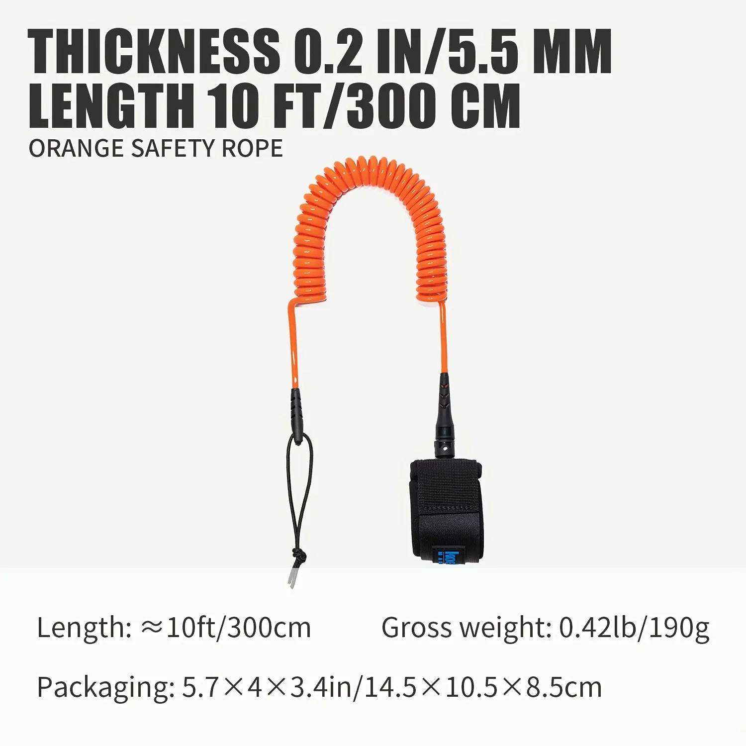 KOETSU SUP Paddle Board Leine 10FT 5,5 mm/0,22 Zoll TPU-Material Starkes Kabel mit Knöchel MAGIC TAPE Bequeme, sichere Passform – Detail 8