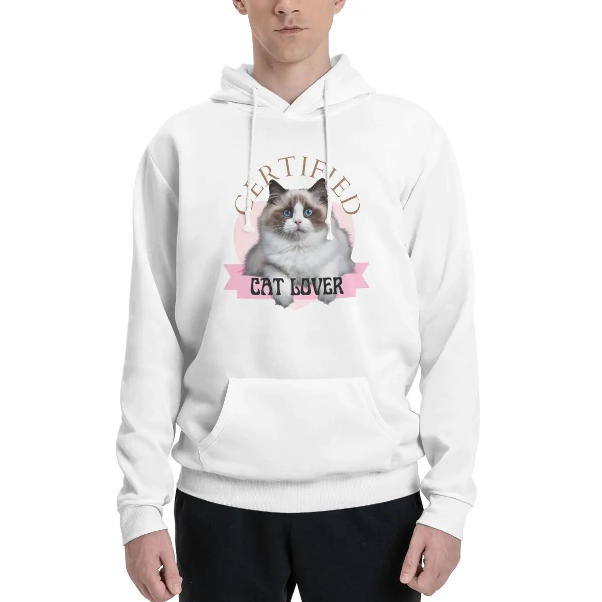 Certified Ragdoll Cat Lover Hoodie For Men Women Pullover Long Sleeve Sweatshirts Drawstring Hooded Shirt with Kanga Pocket