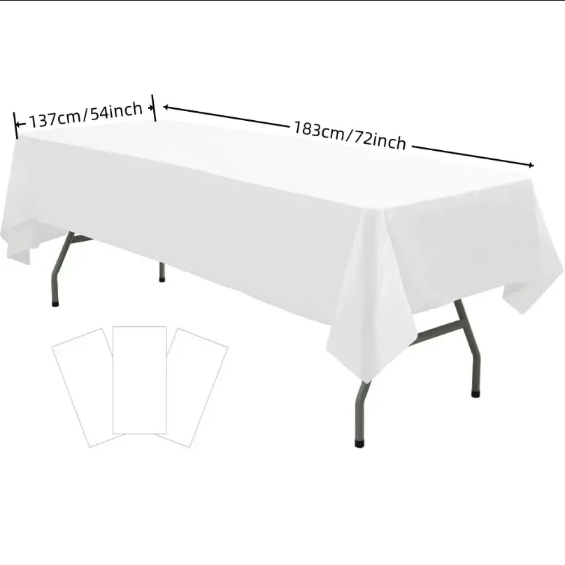 1pc Solid Color Disposable Plastic Tablecloths Rectangle-white