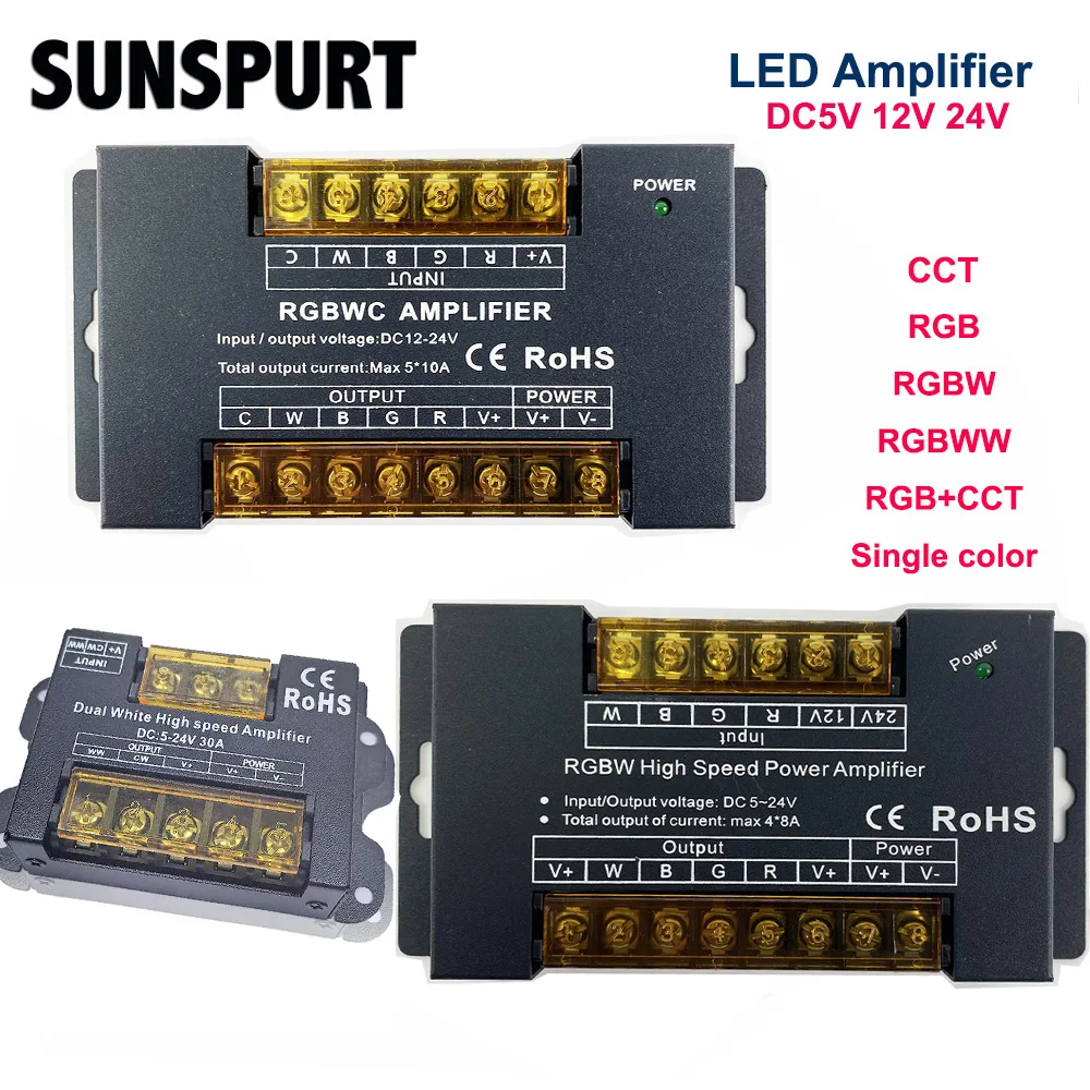 

5Control светодиодный усилитель RGBCCT RGB RGBW 4/5 контактов DC 5 В 12 В 24 В светодиодная лента повторитель сигнала аксессуар для CCT RGB RGBW 5050 2835Tape