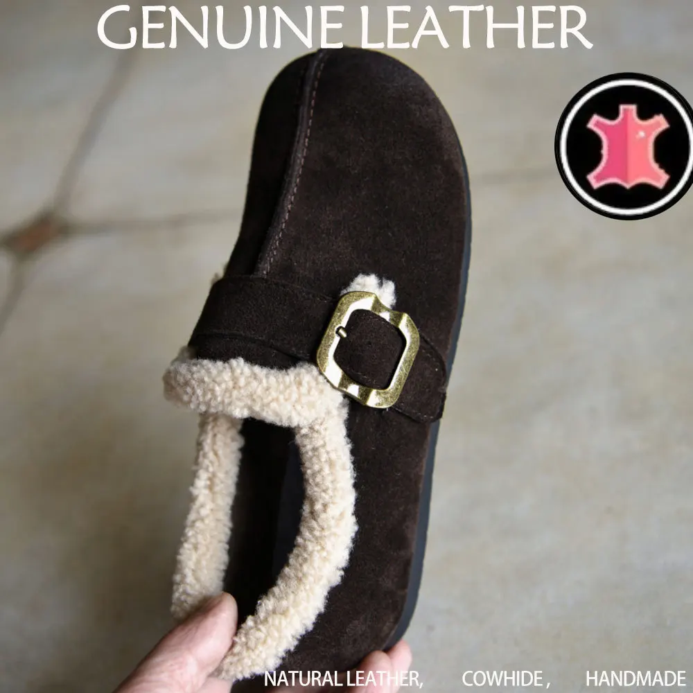 

Женские туфли-балетки из натуральной кожи, зимние тапочки с коротким плюшем, хлопковые кроссовки, повседневные теплые шлепанцы для женщин