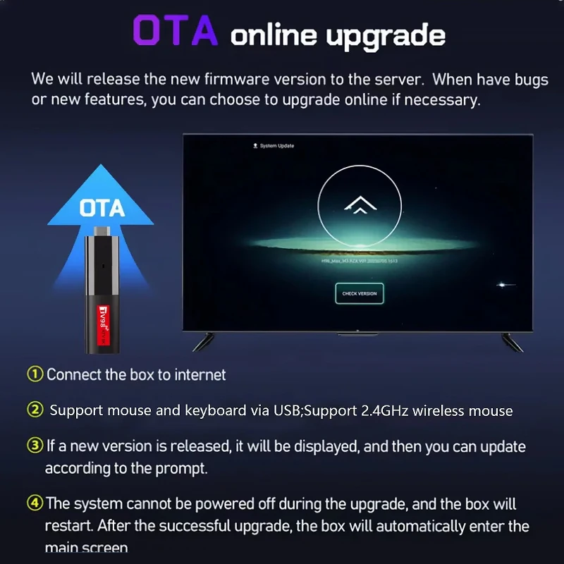 TV98 ATV Smart TV Stick 8K Android 14 2.4G 5G Wifi Support OTA Media Player TV Receiver BT5.0 2GB 16GB Voice Remote TV Box