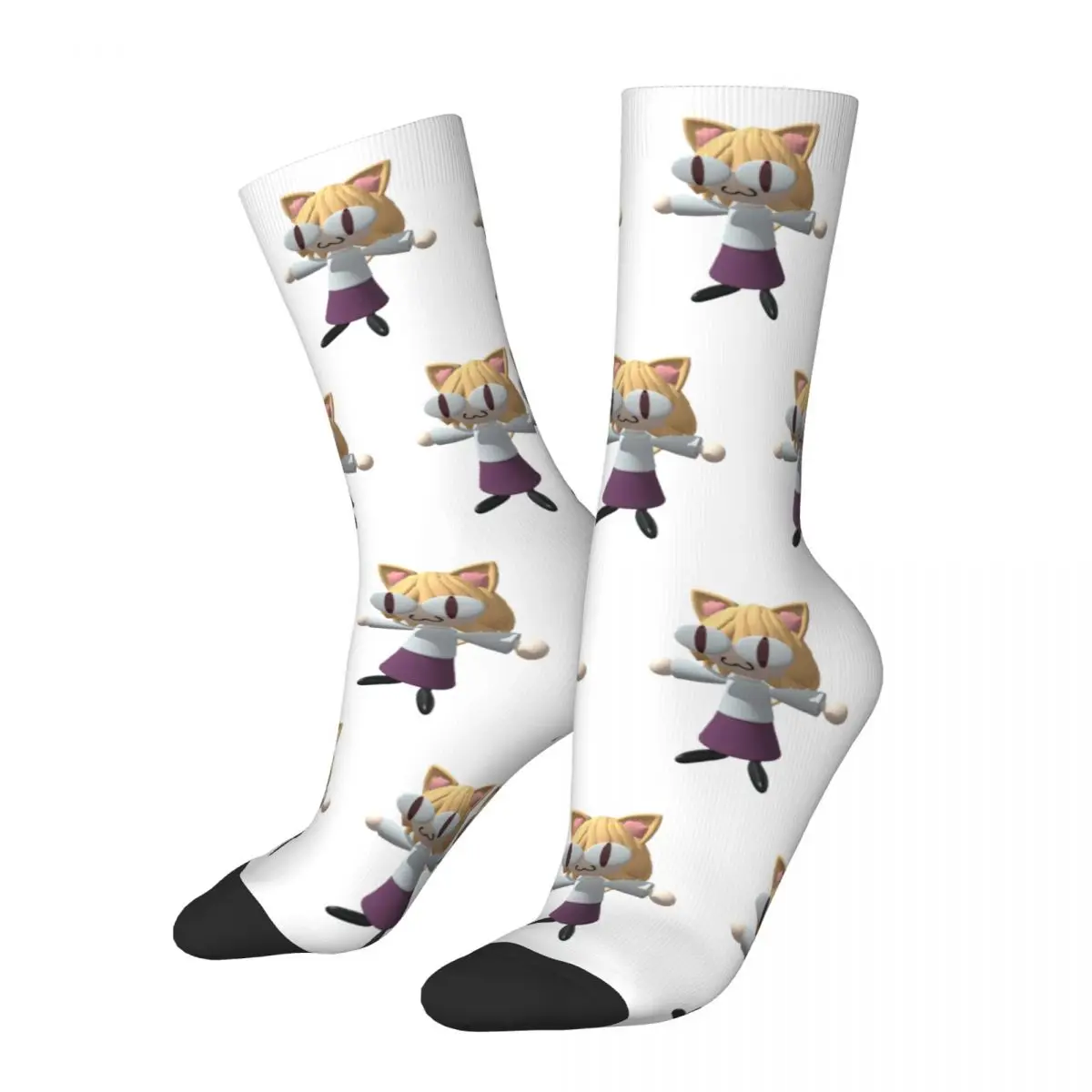 Hip-hop Neco Arc Funny Neko Memes Basketball Socks Polyester Crew Socks for Women Men Sweat Absorbing