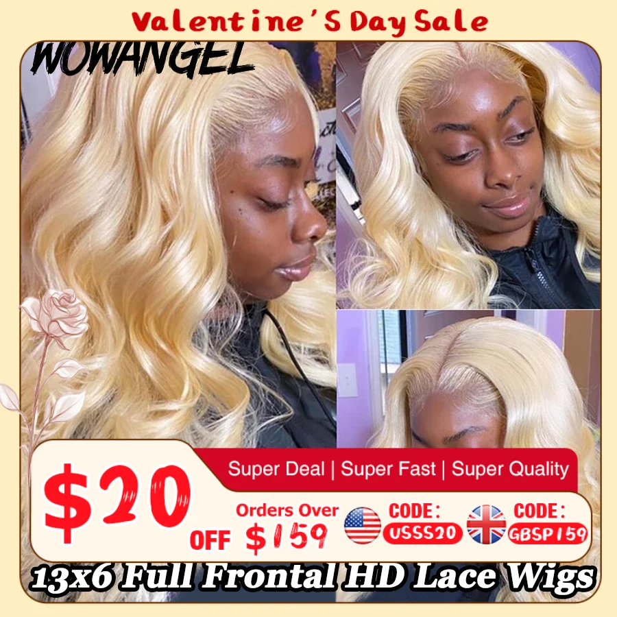 

32inch 250% 13x6 HD Lace Frontal Wigs Melt Skins Natural Scalp 613 Blonde Body Wave Wig HD Lace Closure Human Hair Wigs Glueless