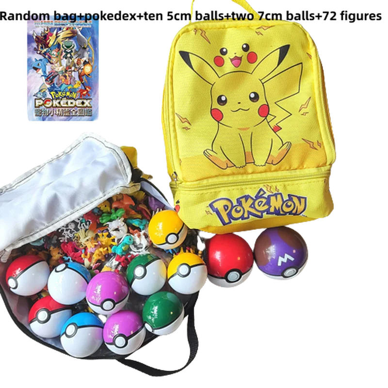 144pcs/72pcs Pokemon Anime Figure With Storage Bag Kawaii Pikachu Action Figures Pokeball Pokedex Dolls For Children Toys Gifts