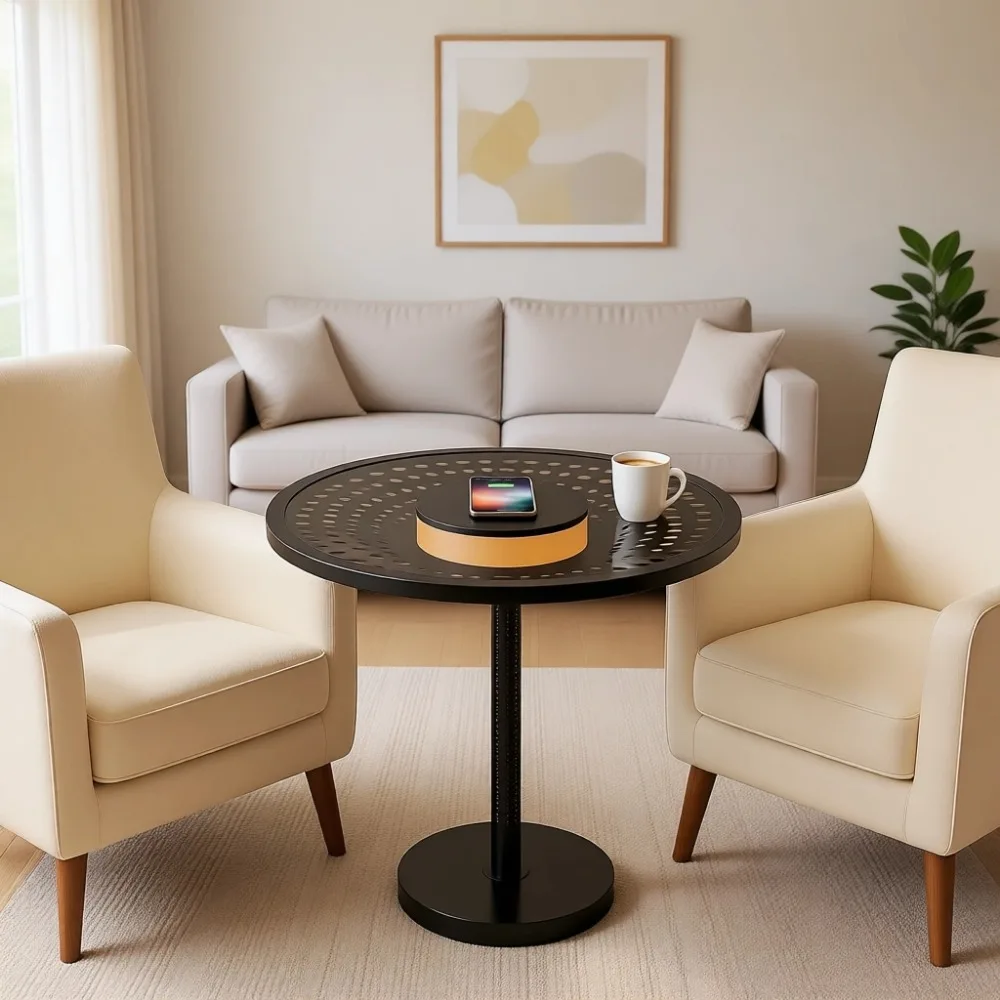 

Компактный прикроватный столик с подсветкой, беспроводной зарядкой и сенсорным диммером для спальни и гостиной