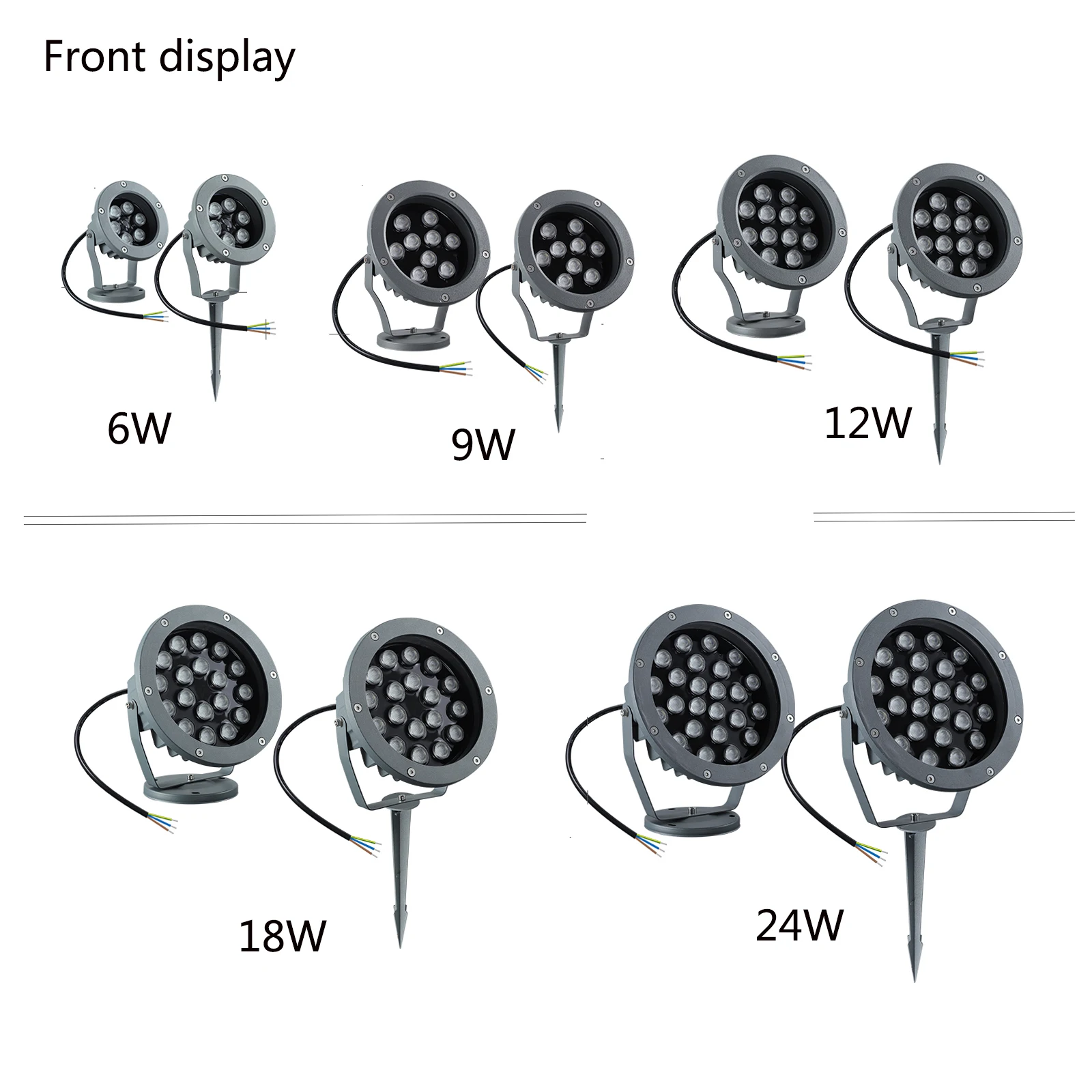 2Pcs 6-24W LED Garden Spike Spotlight IP65 AC85-265V DC12V/24V Multi Voltage Lawn Path Deck Landscape Lamp