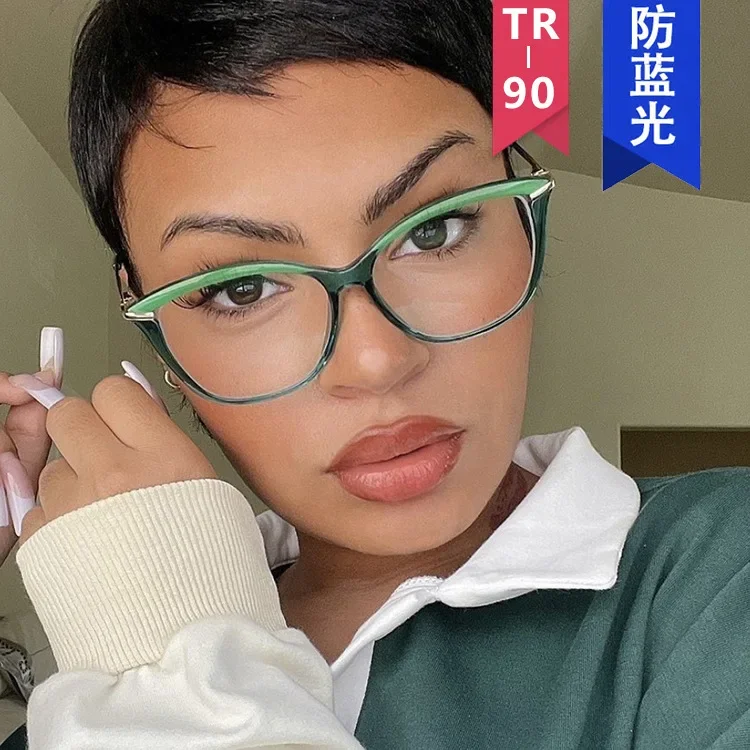موضة TR90 ريترو عين القط مكافحة نظارات الضوء الأزرق إطار المرأة الضوء الأزرق حجب نظارات نظارات جديدة إطار خفيف للغاية