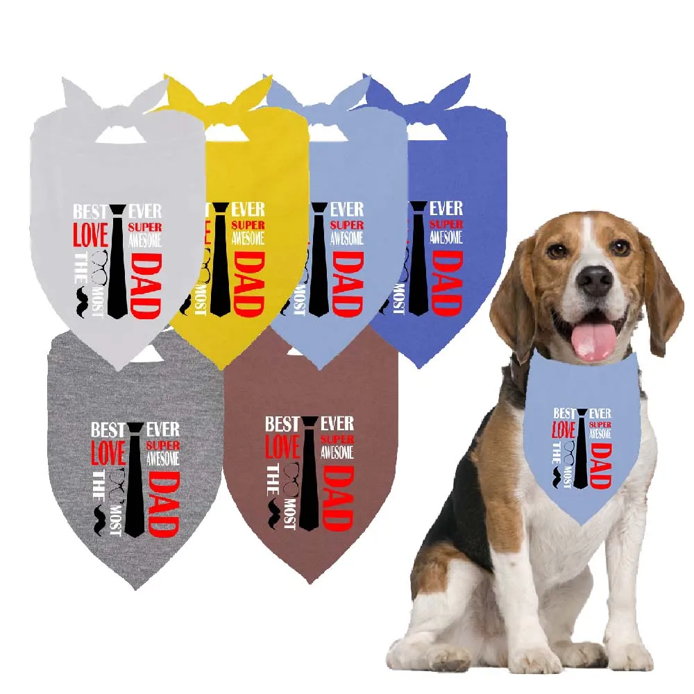 LOVE DAD Tie Adjustable Pet Dog Bandanas Triangle Pet Scarf for Small Medium Large Dog Gentleman Gift Neckerchief Bibs