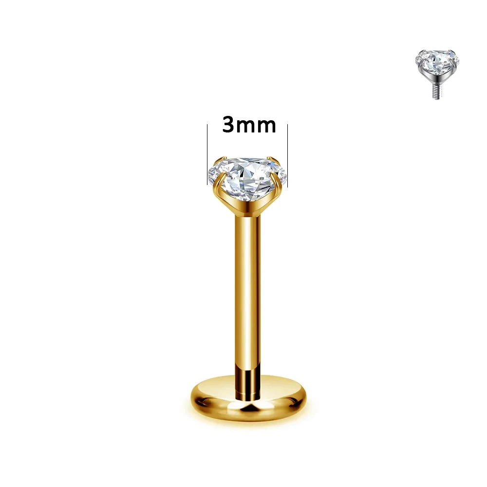 G23 Titanium Round Lab Piercing Nose Stud, Body Jewellery