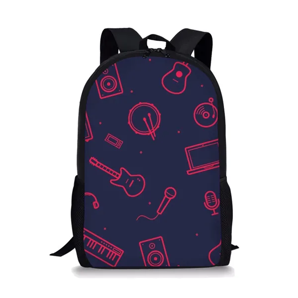 Mochila De estudiante con patrón de música Rock para niñas, paquete de viaje, bolsa de hombro de compras, mochila multifuncional