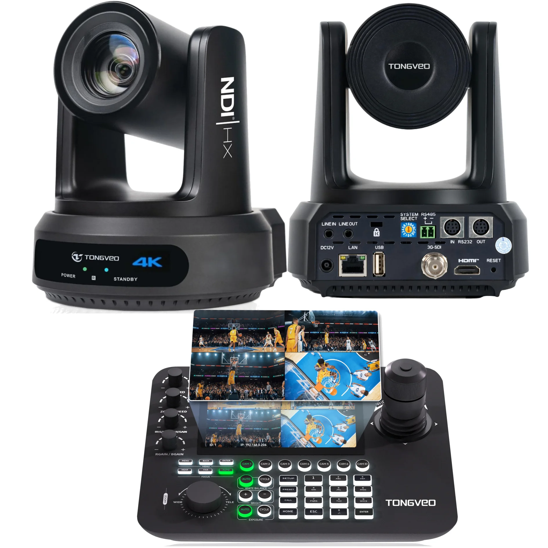 TONGVEO 4K60FPS  PTZ Camera Bundle With Joystick Controller Video Conference System for Live Streaming Video Conference