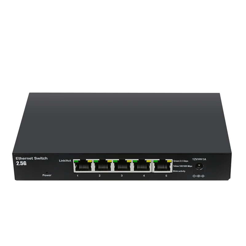 5 Ports 100/1000/2500Mbps  2.5G Unmanaged Ethernet Switch Support 5-20V DC Input