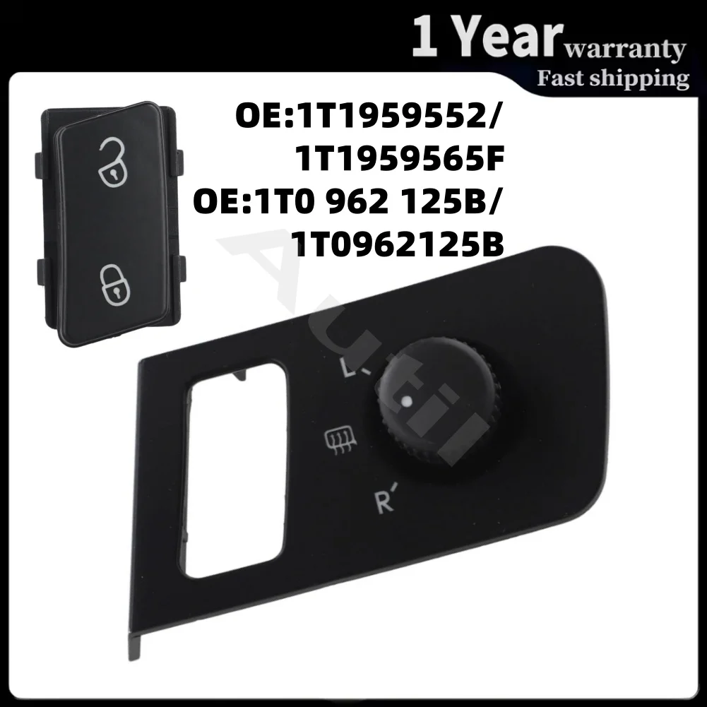 1T1959552 Rearview Mirror Adjust Switch with Door Lock Button for VW Caddy Touran 2003-2015  Car Replacement Accessories