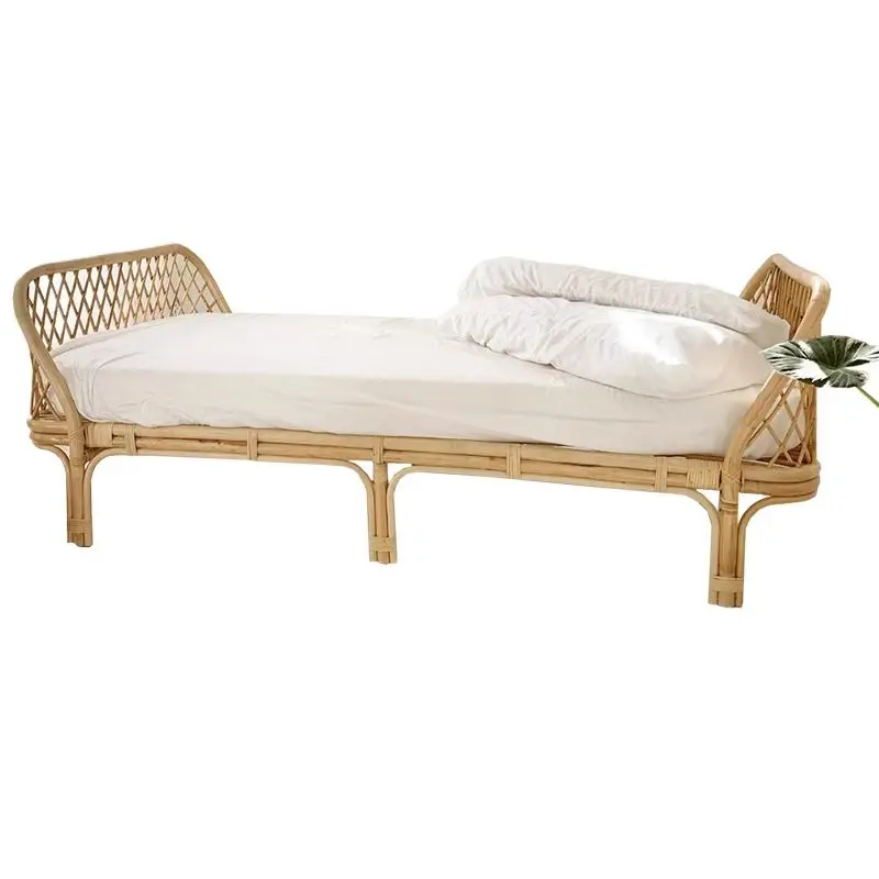 rattan bed sofa, natural courtyard rattan small apartment leisure bed, double rest living room balcony bed