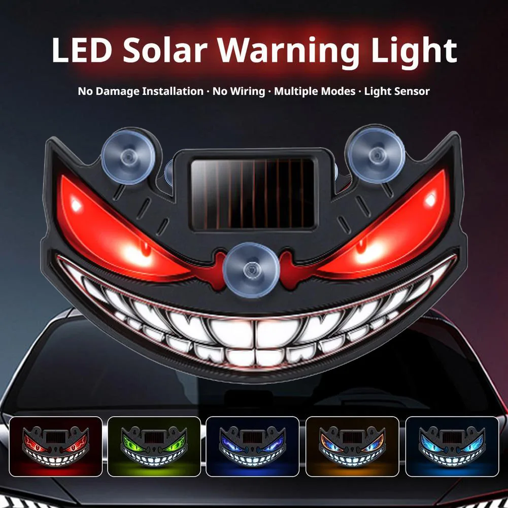 Devil Eyes Windshield Warning Flashing Signal Solar LED  Light Car Decoration Rear Windshield Atmosphere Lights Car Accessories