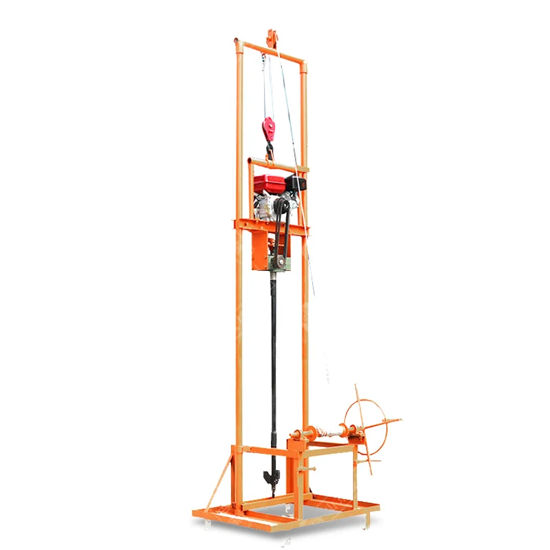 Plate-forme de forage portative personnalisée pour puits d'eau, fonctionnement manuel, 80m, puissance d'essence pour puits profonds, efficace