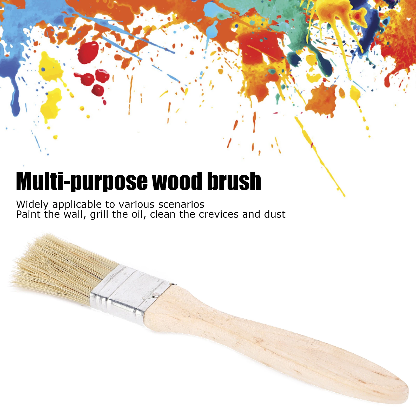 20Pcs 1 Inch Paint Brushes 25mm Flat Synthetic Bristle Wood Handle Brushes for Painting Grilling Cleaning DIY