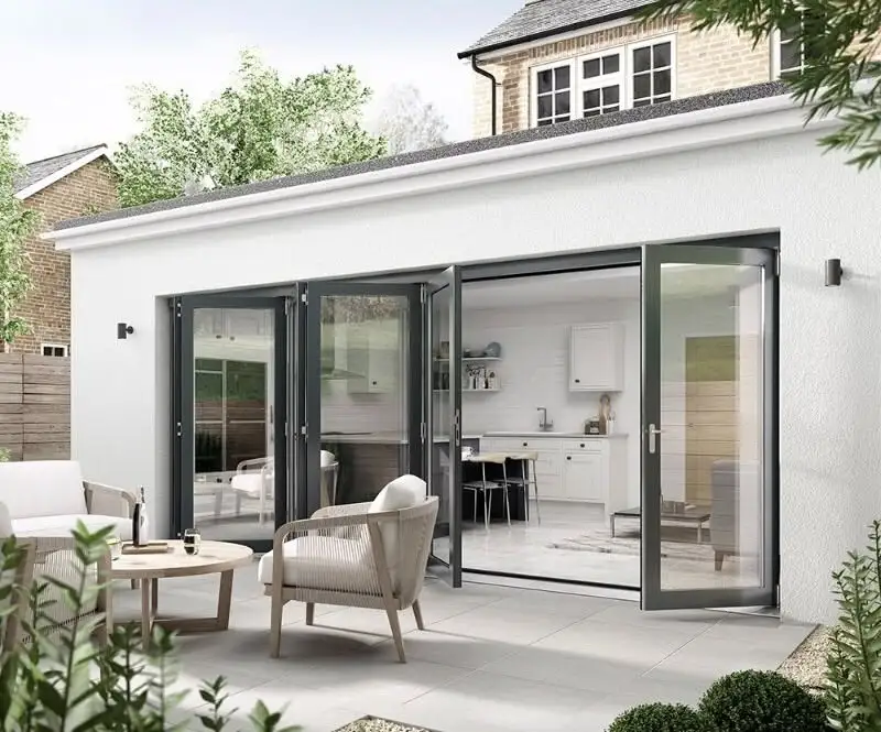 

Heavy-Duty Aluminum Folding Doors Sealed Sound-insulating Bifold Door Customized Size for Balconies Shop and High-Traffic Areas