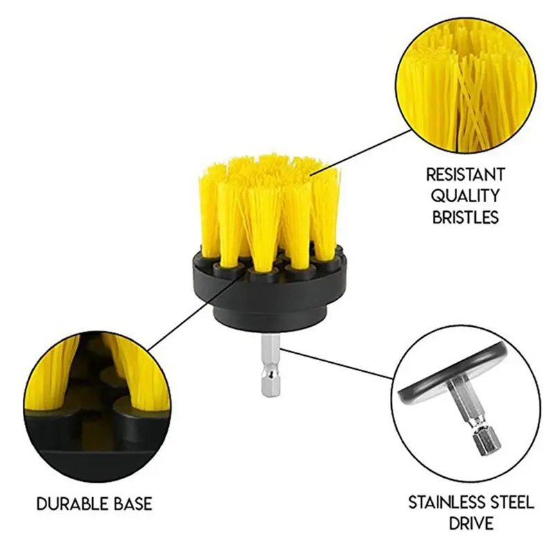 DT15 4-Piece Electric Cleaning Brush Head Kit Multi-Functional Tile Car Hub Home Cleaning Tools 2-5 Inch PP+Steel