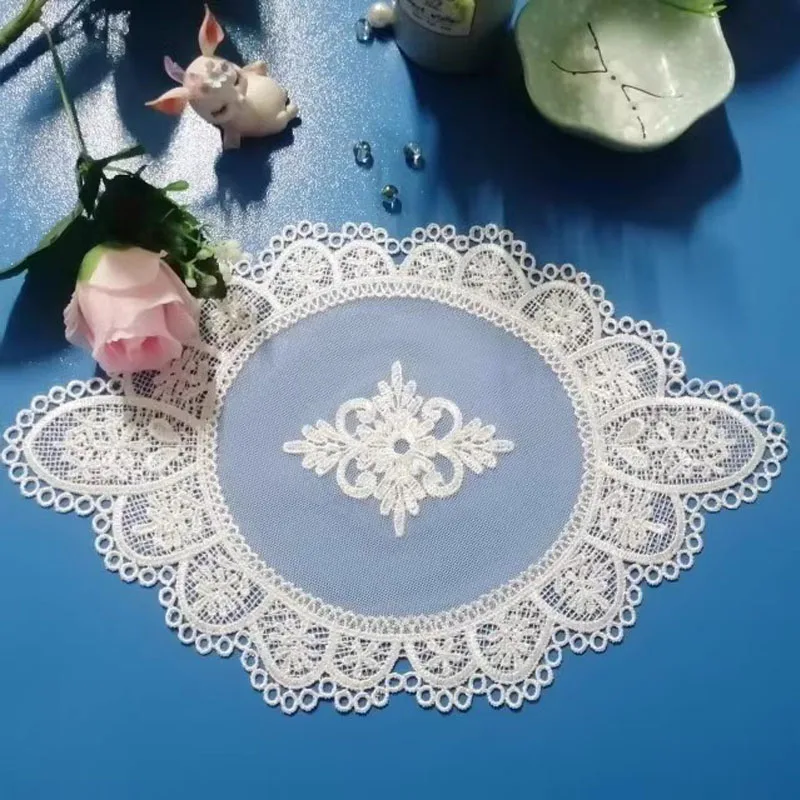 Luxury lace Oval Christmas flower Embroidery table cloth cover wedding party tablecloth kitchen Table decoration and accessories