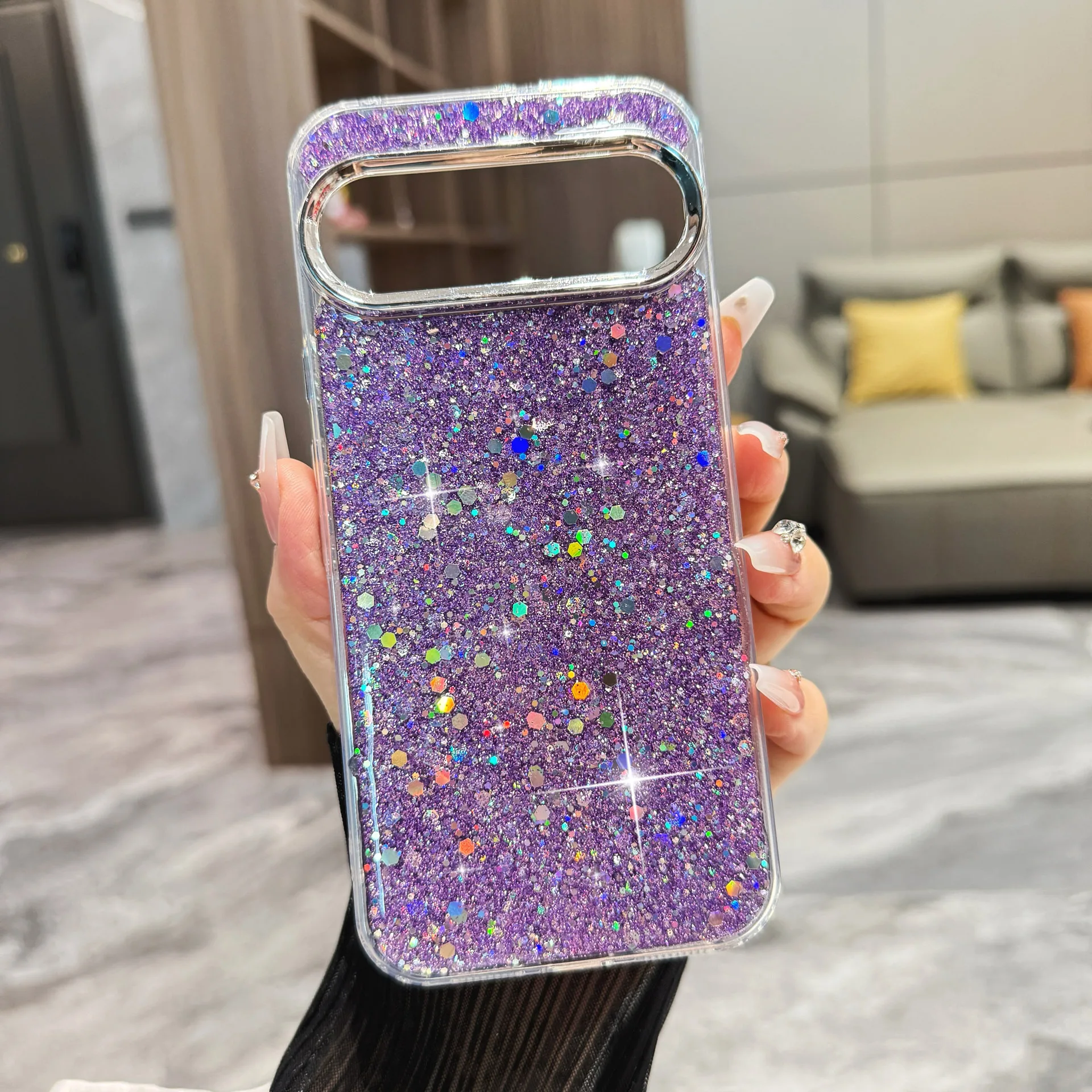 Coque de téléphone de luxe scintillante à paillettes pour Google Pixel 10 9 Pro XL 9A 8A 8 8Pro, avec protection d'objectif plaqué, antichoc et dos en époxy brillant