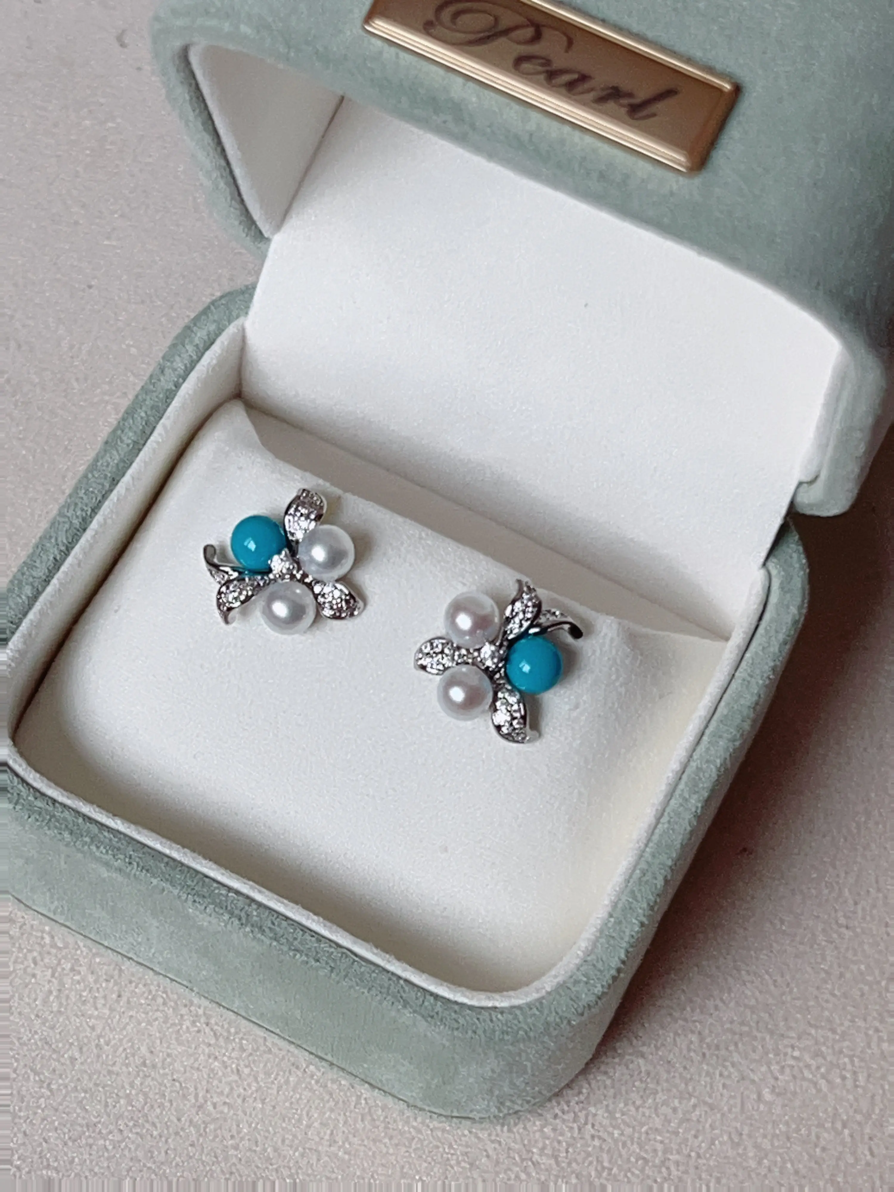 New Trendy Designer-Quality Earrings AAAA 5-6mm Natural Japanese Pearl Earrings 925s