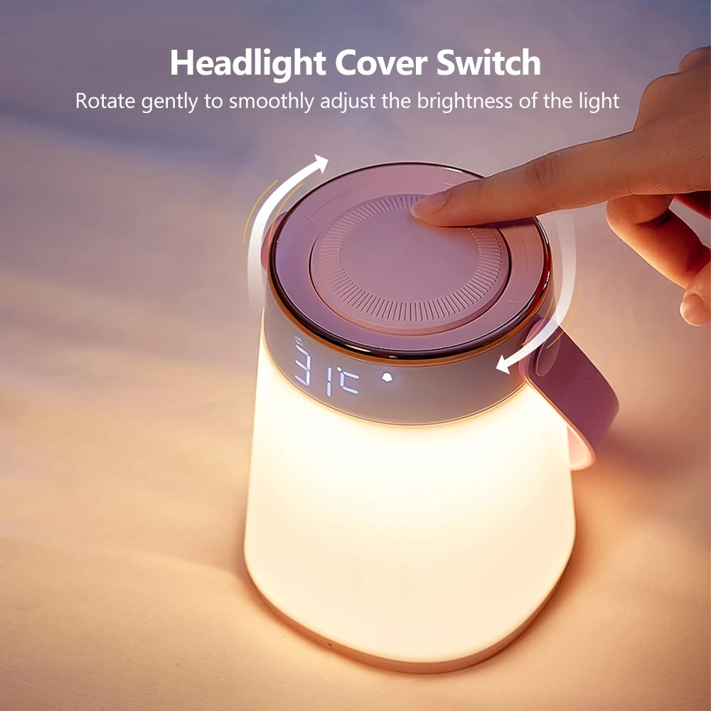 Imagem -04 - Xiaomi-mijia Led Recarregável Luz Noturna Relógio Temporização Exibição de Temperatura Escurecimento Stepless Portátil Proteção Ocular Lâmpada de Sono