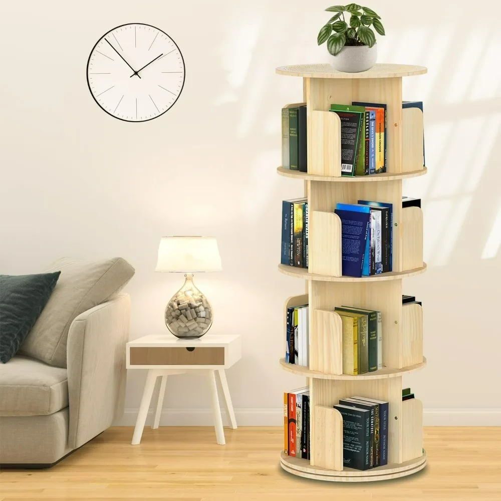 

Rotating Bookshelf Tower, 360 Display Spinning Bookshelf, 4 Tier Revolving Bookcase for Kids&Adults, Rotating Bookcase