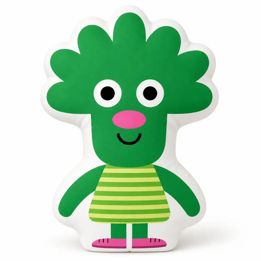 Noodle & Pals Broccoli Kids Nutrition Plush Pillow Cushion Irregular Stuffed Throw Pillow Home Decor Gift Sofa Bed