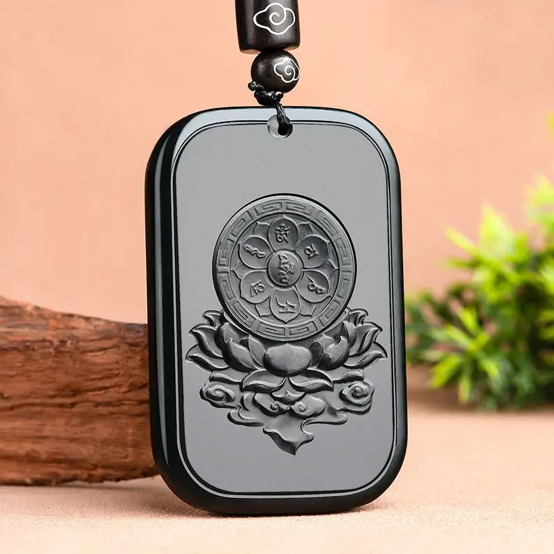 Natural Old Hotan Black Jade Large Size Tathagata Pendant Zodiac Sheep & Monkey Design Buddhist Patron Saint For This Life