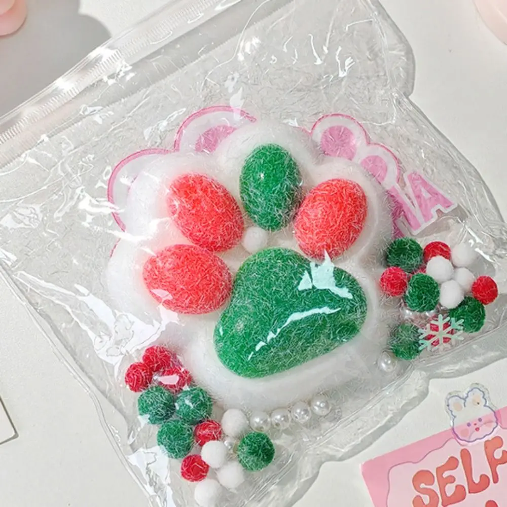 Super Large Christmas Cat Paw Squeeze Toys Slow Rebound Silicone Cartoon Cat Claw Toy Handmade Colorful Cat Paw Pinch Toy