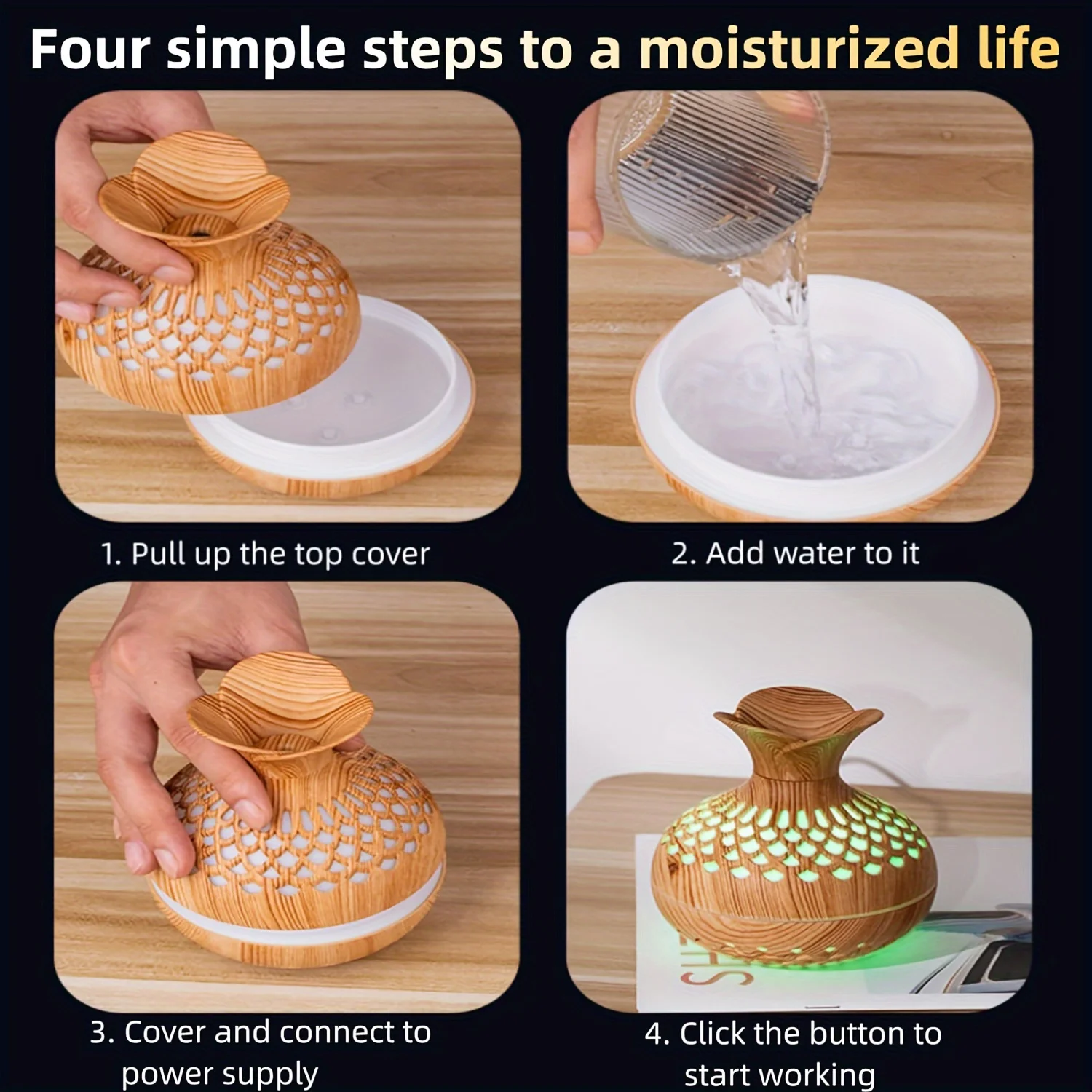 1 ชิ้น USB ขับเคลื่อนพลาสติกอัลตราโซนิกอากาศความชื้นพร้อมกระจายน้ํามันหอมระเหย, เครื่องทําหมอกเย็นสําหรับห้องต่างๆประเภท - 10.14 ออนซ์