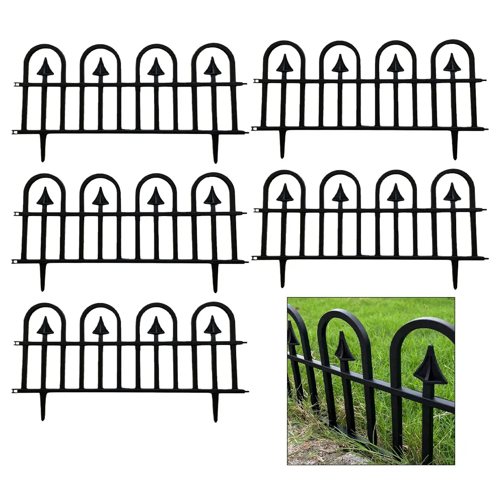 5Pcs No-Dig Garden Edging Border With Spikes, Decorative Landscape Fence Panels For Outdoor Yard & Flower Bed