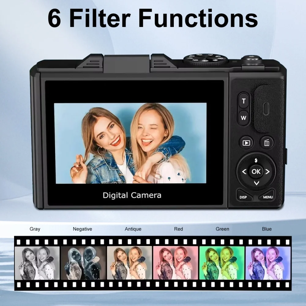 4K 64MP Digital Camera for Photography 3 Inch IPS Flip Screen 18X Digital Zoom Video Vlogging Camcorder YouTube Webcam Cameras