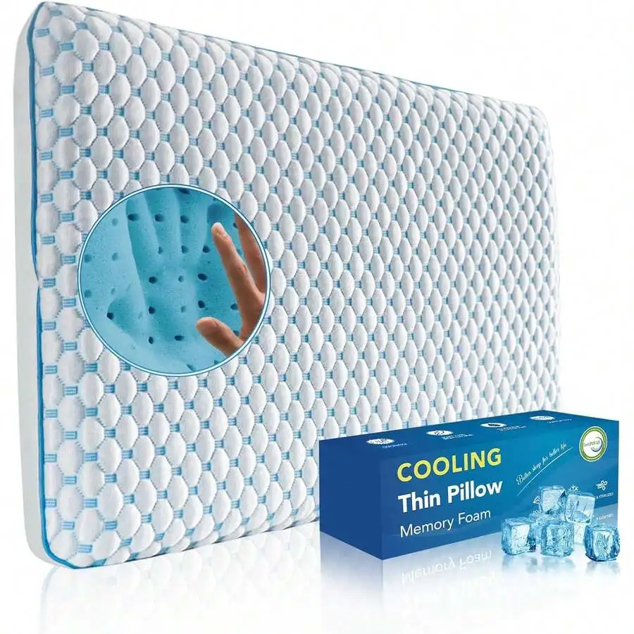 Thin Pillow For Sleeping, Cooling L Flat Pillow For Stoh And Ba Sleepers, Ultra Slim Stoh Sleeping Pillows For Shoulder Ne Pain