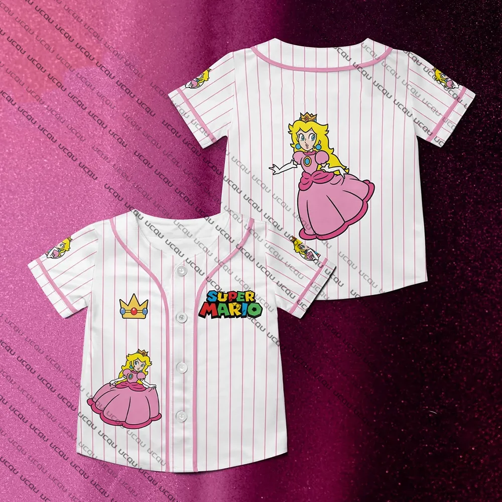 

Летняя бейсбольная майка принцессы персика Супер Марио, универсальное студийное платье, футболки с анимацией для путешествий, женская модная футболка для отпуска